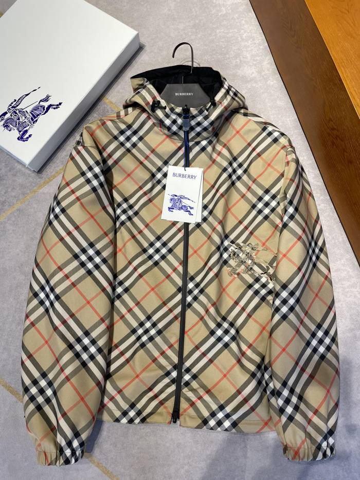 NIGO Burberry Men's Autumn and Winter Check Printed Reversible Zipper Hooded Long Sleeve Jacket #nigo73814