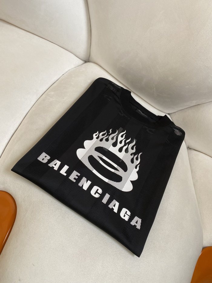 NIGO Balenciaga Men's Summer Black Letter Printed Loose Half High Neck Polyester Short Sleeve T-Shirt #nigo73832
