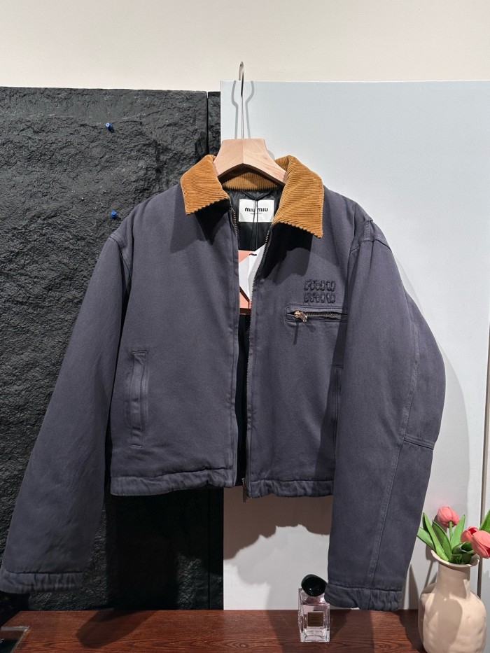 NIGO MiuMiu Women's Autumn and Winter Colorblocking Lapel Logo Embroidery Zipper Long Sleeve Jacket #nigo73835