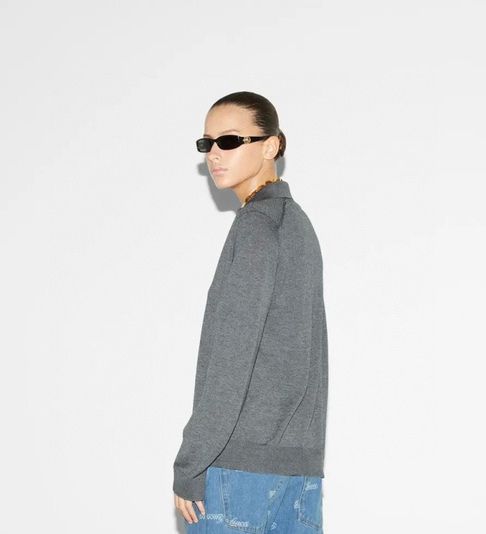 NIGO Gucci Women's Spring/Summer Solid Color Logo Letter Printed Polo Neck Pullover Long Sleeve T-Shirt #nigo73822