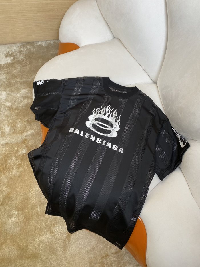 NIGO Balenciaga Men's Summer Black Letter Printed Loose Half High Neck Polyester Short Sleeve T-Shirt #nigo73832