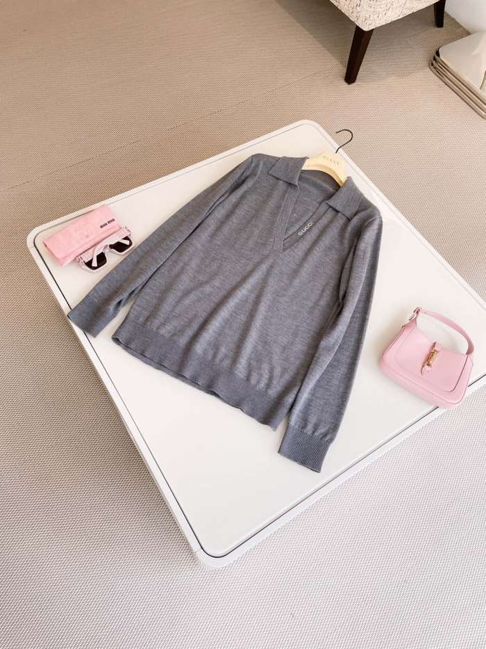 NIGO Gucci Women's Spring/Summer Solid Color Logo Letter Printed Polo Neck Pullover Long Sleeve T-Shirt #nigo73822