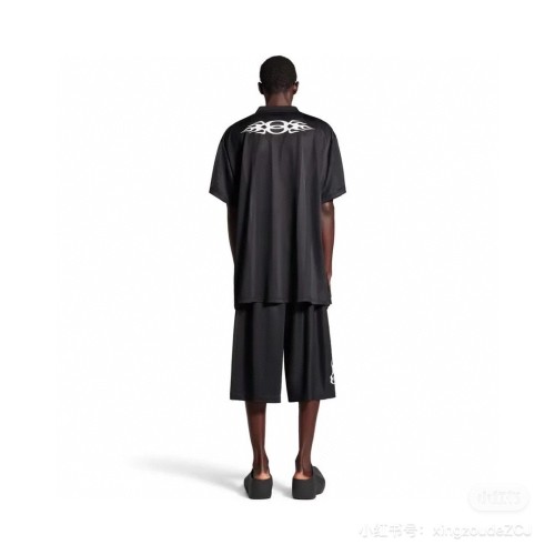 NIGO Balenciaga Men's Summer Black Letter Printed Loose Half High Neck Polyester Short Sleeve T-Shirt #nigo73832