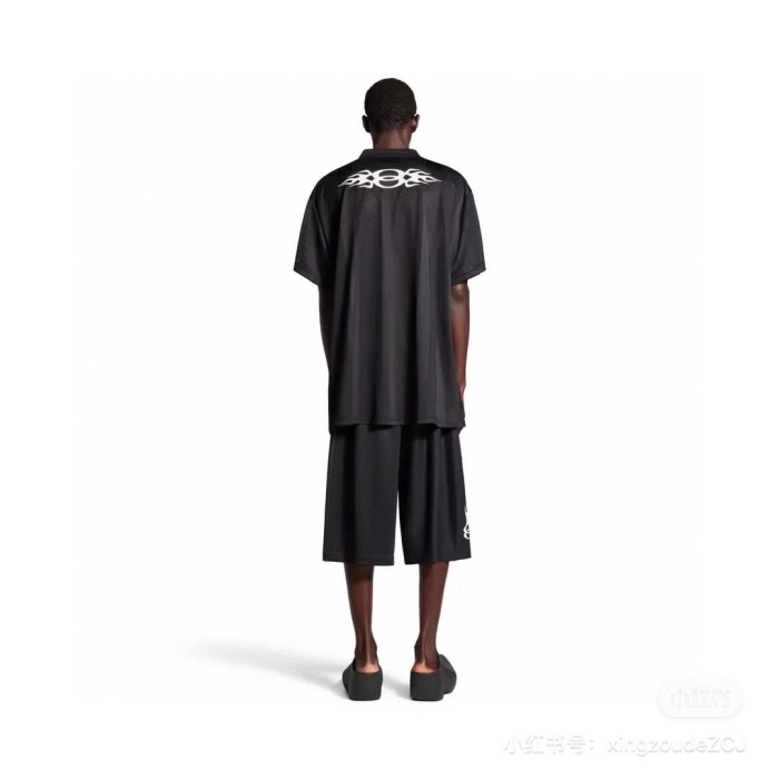 NIGO Balenciaga Men's Summer Black Letter Printed Loose Half High Neck Polyester Short Sleeve T-Shirt #nigo73832