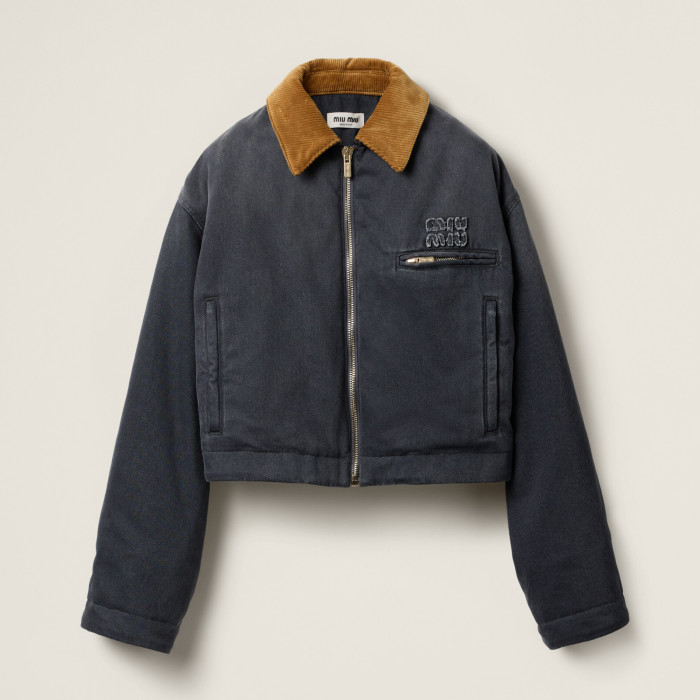 NIGO MiuMiu Women's Autumn and Winter Colorblocking Lapel Logo Embroidery Zipper Long Sleeve Jacket #nigo73835