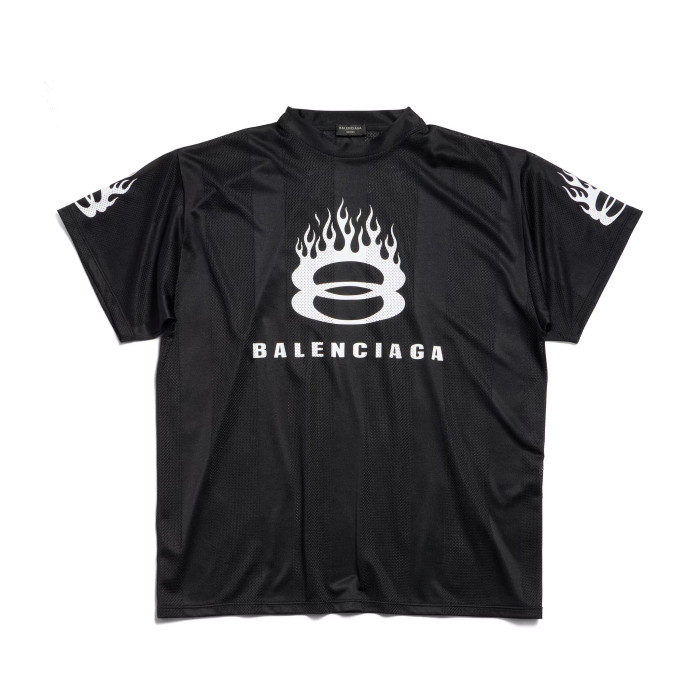 NIGO Balenciaga Men's Summer Black Letter Printed Loose Half High Neck Polyester Short Sleeve T-Shirt #nigo73832