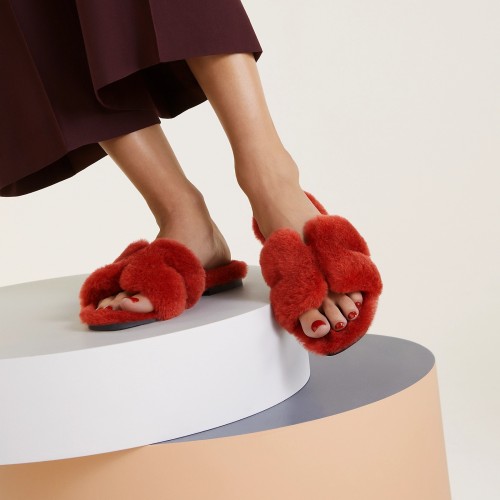 NIGO Hermes Oran Sandals Women's Spring And Autumn Wool Temperament Fashion Elegant Simple Casual Shoes Fashionable Outwear Slippers #nigo71711