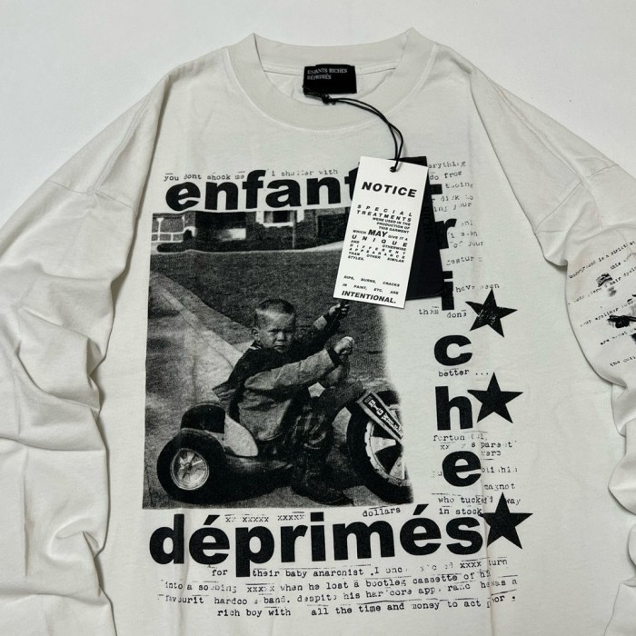 NIGO Enfants Riches Deprimes Men's Summer Ribbed Knit Washed Loose Pattern Printed Long Sleeve T-Shirt Pullover Ngvp #nigo73357