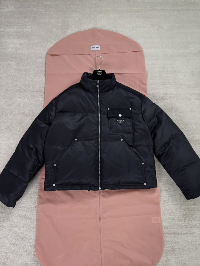 NIGO Prada Men's Autumn and Winter Solid Color Standing Collar Fit Zipper Long Sleeve Nylon Puffer Down Jacket #nigo73889