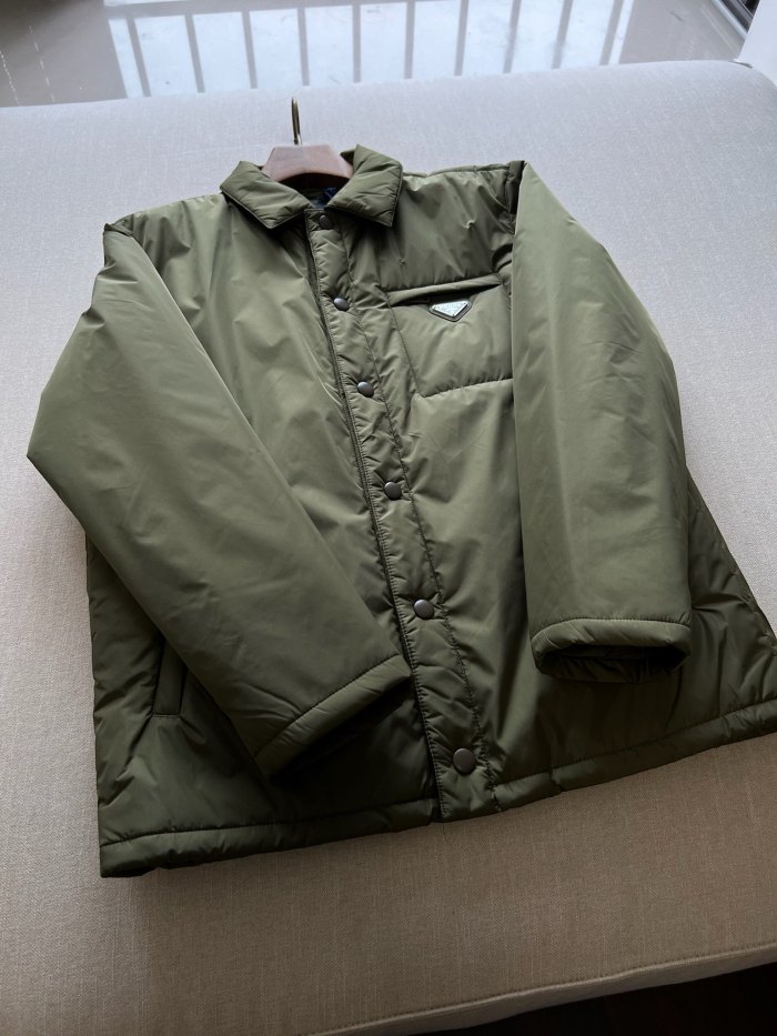 NIGO Prada Men's Autumn and Winter Solid Color Single Breasted Nylon Cotton Jacket Long Sleeve Jacket #nigo73912