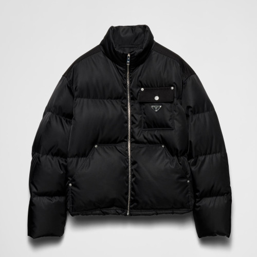 NIGO Prada Men's Autumn and Winter Solid Color Standing Collar Fit Zipper Long Sleeve Nylon Puffer Down Jacket #nigo73889