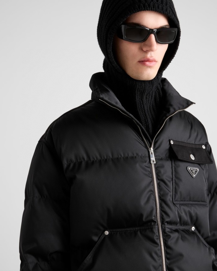 NIGO Prada Men's Autumn and Winter Solid Color Standing Collar Fit Zipper Long Sleeve Nylon Puffer Down Jacket #nigo73889