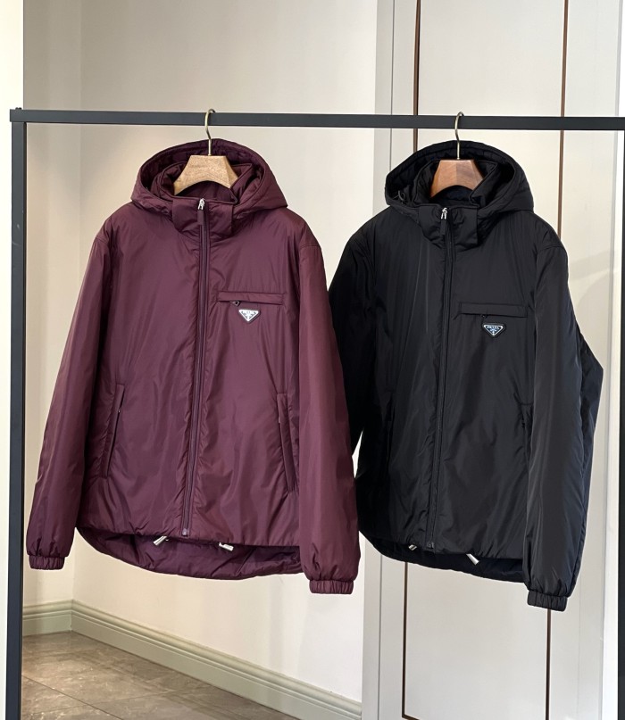 NIGO Prada Men's Autumn and Winter Solid Color Single Breasted Hooded Nylon Puffer Down Long Sleeve Jacket #nigo73912