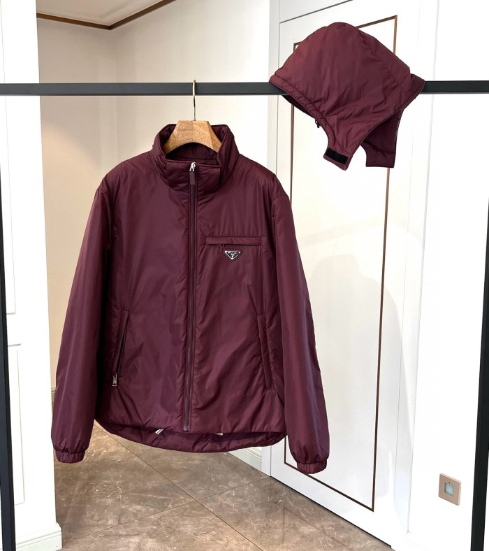 NIGO Prada Men's Autumn and Winter Solid Color Single Breasted Hooded Nylon Puffer Down Long Sleeve Jacket #nigo73912