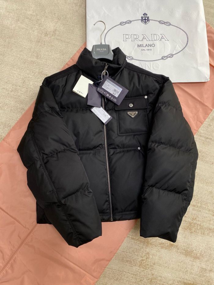 NIGO Prada Men's Autumn and Winter Solid Color Standing Collar Fit Zipper Long Sleeve Nylon Puffer Down Jacket #nigo73889