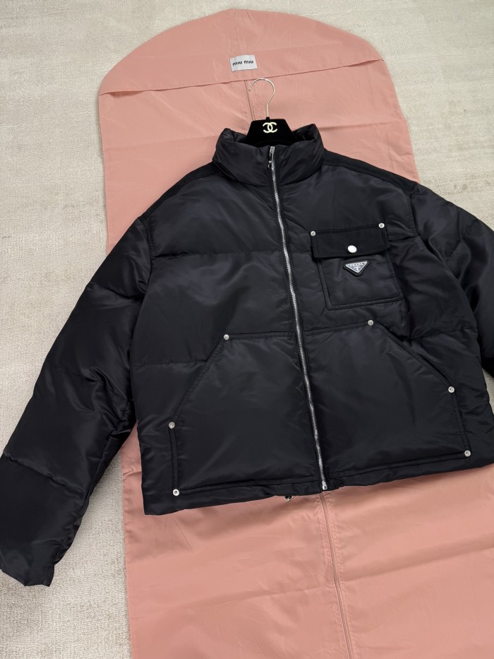NIGO Prada Men's Autumn and Winter Solid Color Standing Collar Fit Zipper Long Sleeve Nylon Puffer Down Jacket #nigo73889