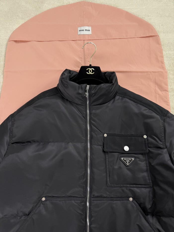 NIGO Prada Men's Autumn and Winter Solid Color Standing Collar Fit Zipper Long Sleeve Nylon Puffer Down Jacket #nigo73889