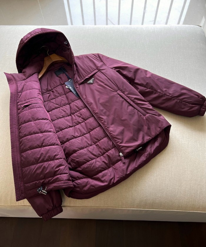 NIGO Prada Men's Autumn and Winter Solid Color Single Breasted Hooded Nylon Puffer Down Long Sleeve Jacket #nigo73912