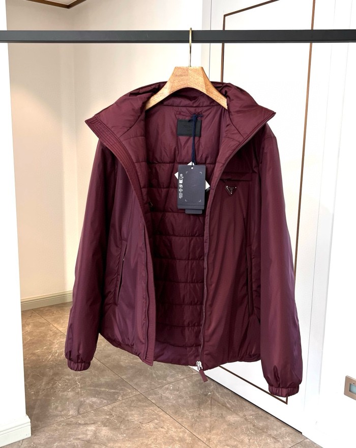 NIGO Prada Men's Autumn and Winter Solid Color Single Breasted Hooded Nylon Puffer Down Long Sleeve Jacket #nigo73912