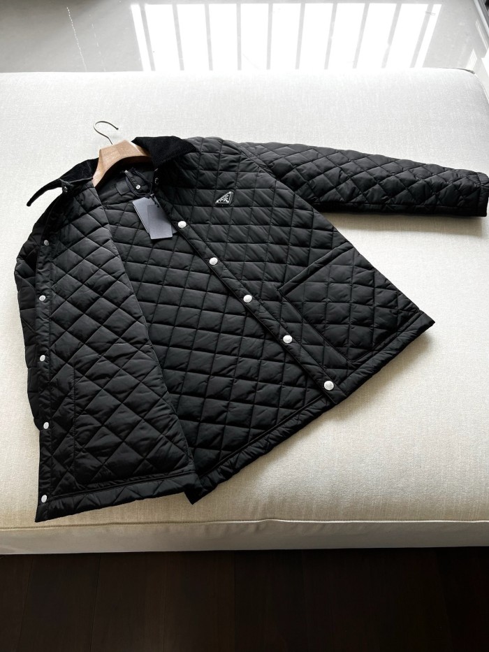 NIGO Prada Men's Autumn and Winter Solid Color Nylon Quilted Single Breasted Long Sleeve Puffer Down Jacket #nigo73918
