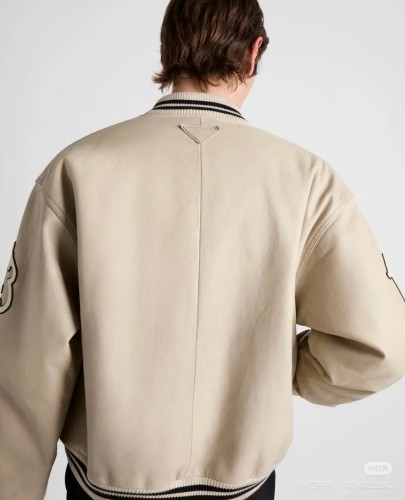 NIGO Prada Men's and Women's Spring and Autumn Solid Color Letter Logo Applique Zipper Leather Long Sleeve Jacket #nigo73932