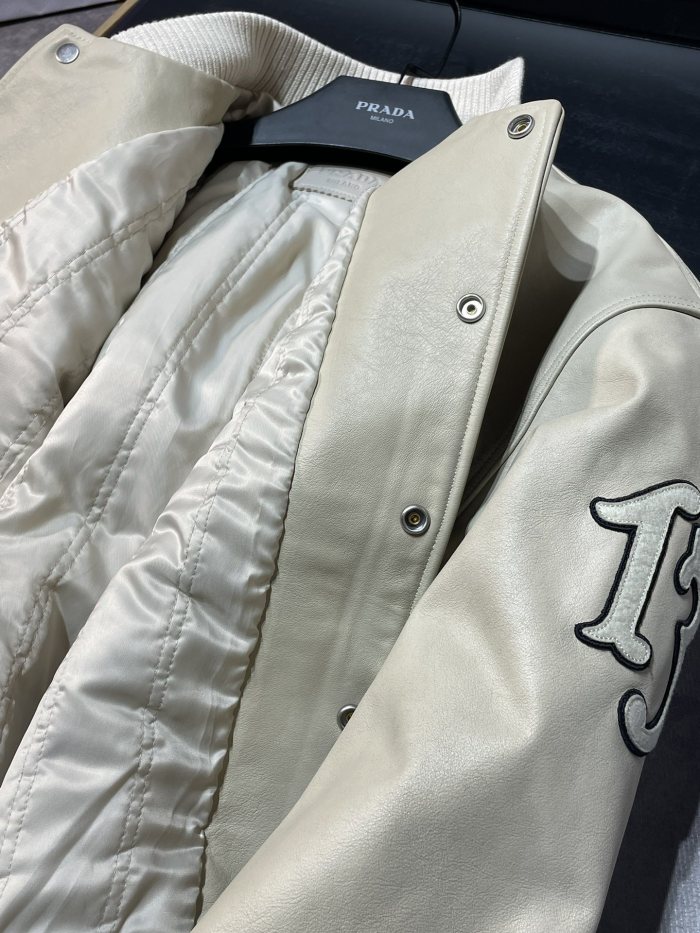 NIGO Prada Men's and Women's Spring and Autumn Solid Color Letter Logo Applique Zipper Leather Long Sleeve Jacket #nigo73932