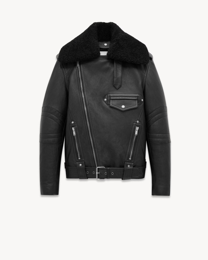 NIGO SAINT LAURENT Women's Vintage Asymmetrical Zipper Loose Leather Long Sleeve Lapel Black Jacket Ngvp #nigo9549