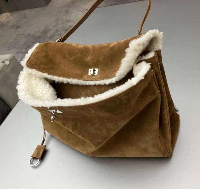 NIGO Balenciaga Women's Retro Solid Color Fashion Suede Shoulder Bag Casual Tote Bags Bags 7897442ABAD2590 Ngvp #nigo9552