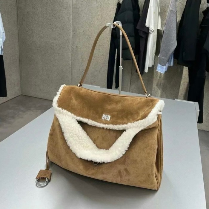 NIGO Balenciaga Women's Retro Solid Color Fashion Suede Shoulder Bag Casual Tote Bags Bags 7897442ABAD2590 Ngvp #nigo9552