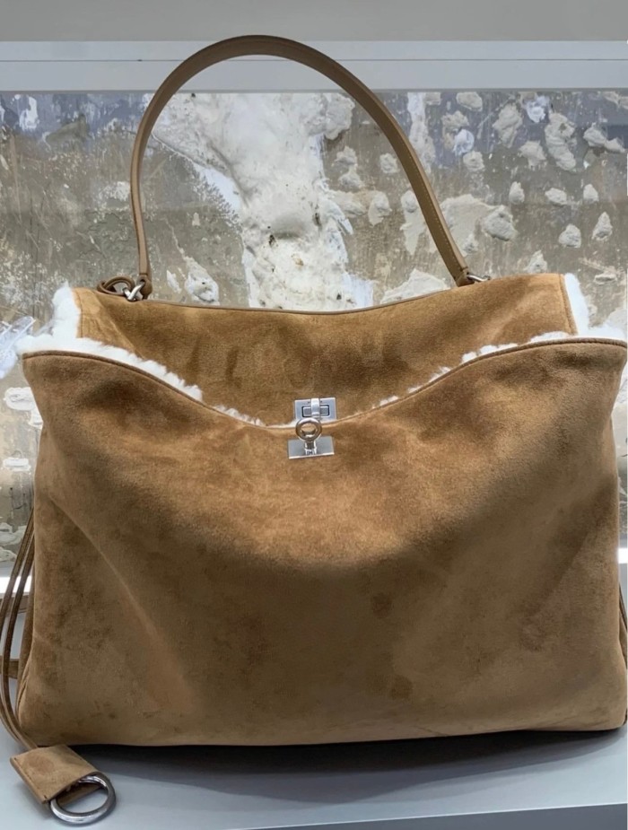 NIGO Balenciaga Women's Retro Solid Color Fashion Suede Shoulder Bag Casual Tote Bags Bags 7897442ABAD2590 Ngvp #nigo9552