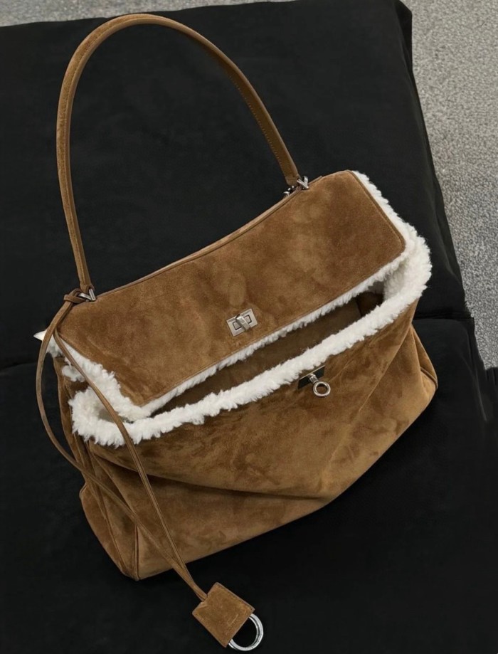 NIGO Balenciaga Women's Retro Solid Color Fashion Suede Shoulder Bag Casual Tote Bags Bags 7897442ABAD2590 Ngvp #nigo9552