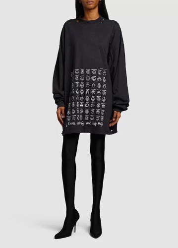 NIGO Balenciaga Men Women Summer Letter Printed Loose Cotton Round Neck Black Long Sleeve T-Shirt Ngvp #nigo9556
