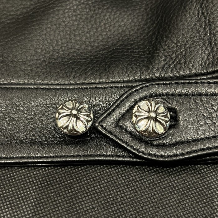NIGO Chrome Hearts Men's Autumn and Winter Solid Color Cow Leather Single Breasted Long Sleeve Jacket #nigo73972
