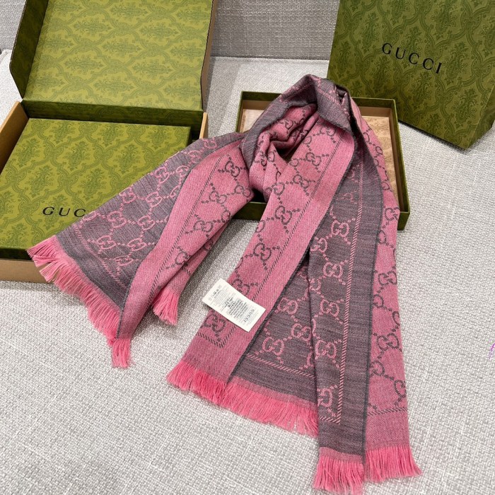 NIGO Gucci Women's Autumn and Winter Monogrammed Double Sided Cashmere Scarf #nigo73969