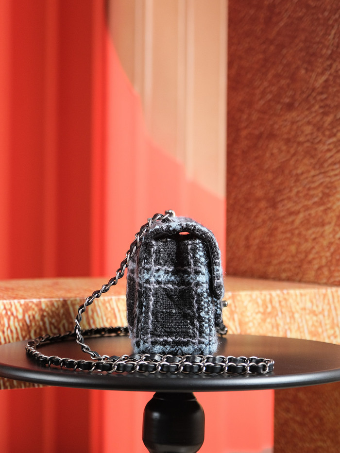 NIGO Chanel Women's Colorblocked Plush Metal Chain Shoulder Strap Wool Tweed Shoulder Crossbody Bag Bags #nigo73959