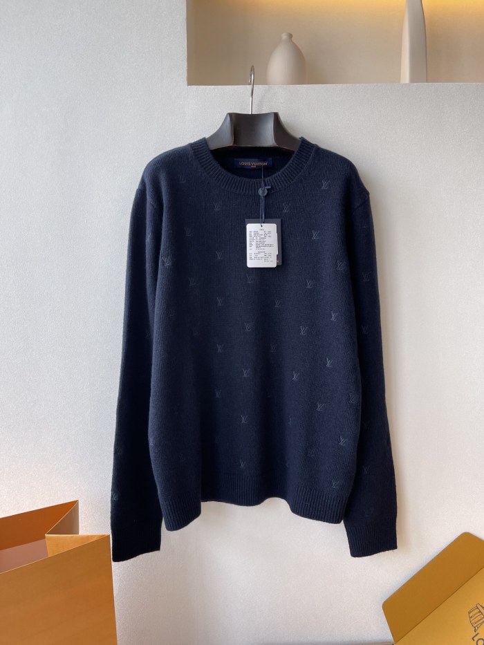 NIGO Louis Vuitton Men's Spring and Autumn Solid Color Embroidery Logo Printed Crew Neck Knit Wool Sweater #nigo73953