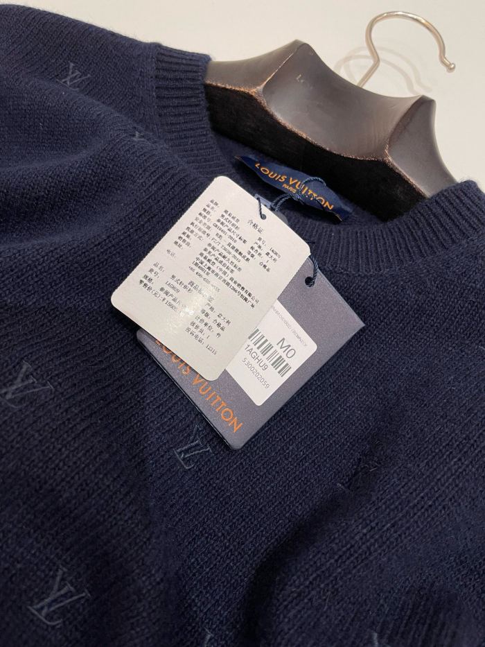 NIGO Louis Vuitton Men's Spring and Autumn Solid Color Embroidery Logo Printed Crew Neck Knit Wool Sweater #nigo73953