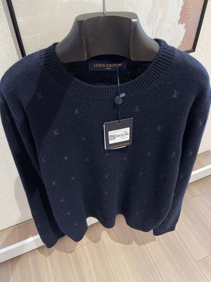 NIGO Louis Vuitton Men's Spring and Autumn Solid Color Embroidery Logo Printed Crew Neck Knit Wool Sweater #nigo73953