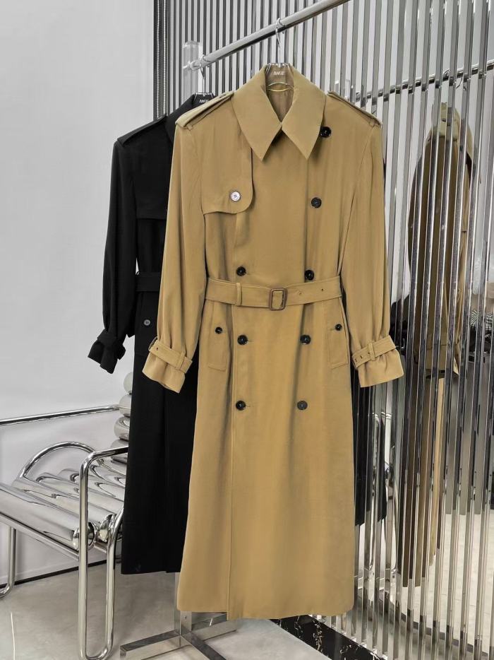 NIGO SAINT LAURENT Women's Autumn and Winter Solid Color Long Drawstring Double Breasted Long Sleeve Coat Jacket #nigo73983
