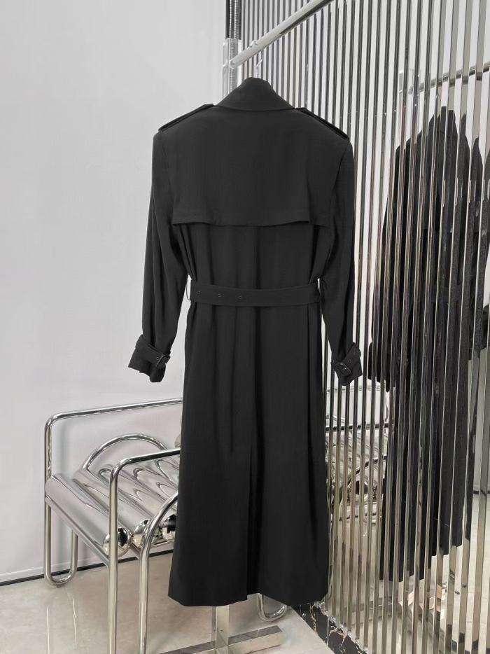 NIGO SAINT LAURENT Women's Autumn and Winter Solid Color Long Drawstring Double Breasted Long Sleeve Coat Jacket #nigo73983