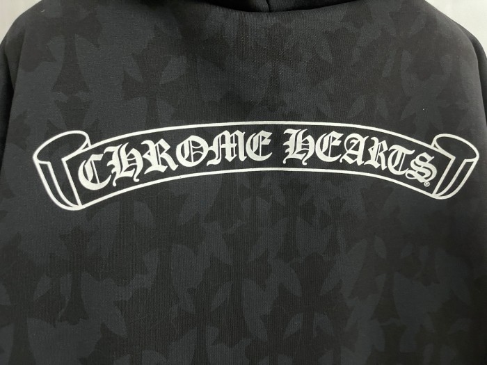 NIGO Chrome Hearts Men's Spring and Fall Black Logo Printed Zipper Long Sleeve Hooded Jacket #nigo73992