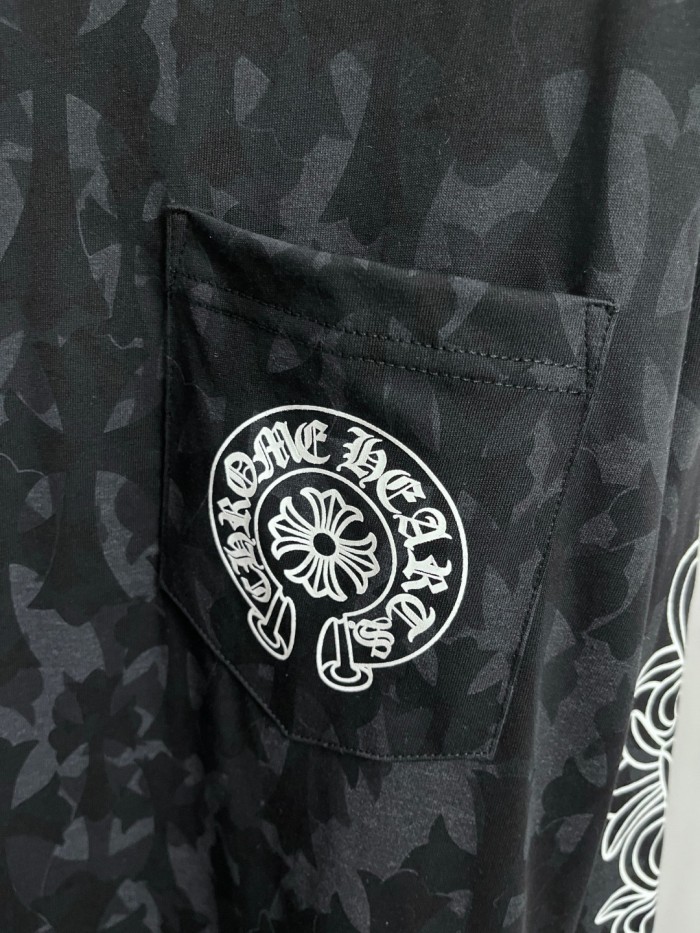 NIGO Chrome Hearts Men's Summer Black Logo Print Round Neck Straight Long Sleeve T-Shirt #nigo73991