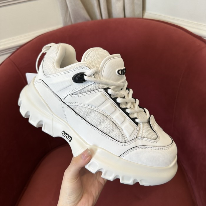 NIGO Dior AND LEWIS HAMILTON Men's Solid Color Mesh Fabric Fabric Patchwork Cowhide Low Top Lace Up Thick Sole Shoes #nigo73988
