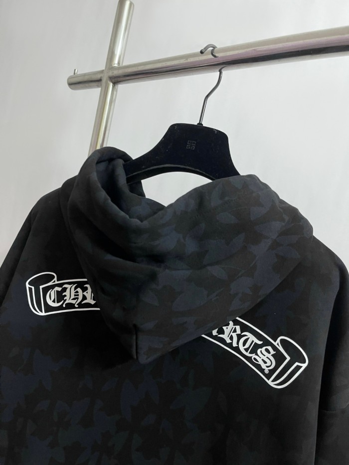 NIGO Chrome Hearts Men's Spring and Fall Black Logo Printed Zipper Long Sleeve Hooded Jacket #nigo73992