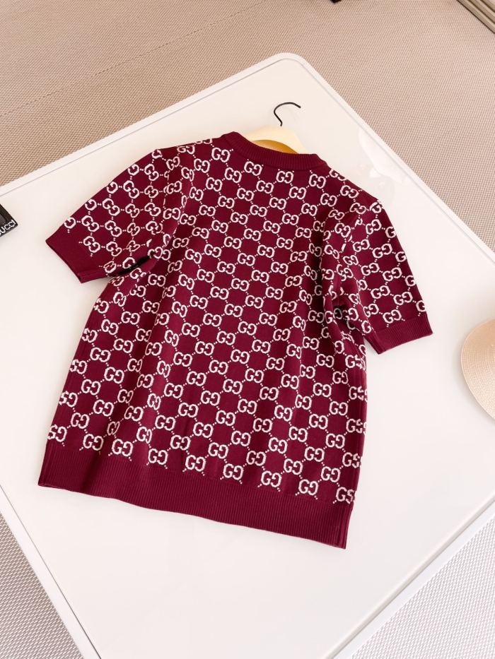 NIGO Gucci Spring Women's Monogrammed Reversible Crew Neck Short Sleeve Knit T-Shirt #nigo73984
