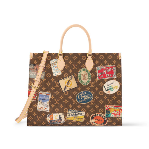 NIGO Louis Vuitton OnTheGo Voyage Women's Brown Coated Canvas Vintage Iconic Tote Shoulder Crossbody Bag Bags #nigo73989