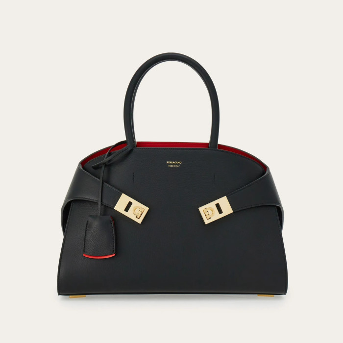 NIGO Ferragamo HUG Women's Gancini Closure Buckle Removable Adjustable Shoulder Strap Cowhide Leather Single Shoulder Crossbody Handbag Bag Bags #nigo74111