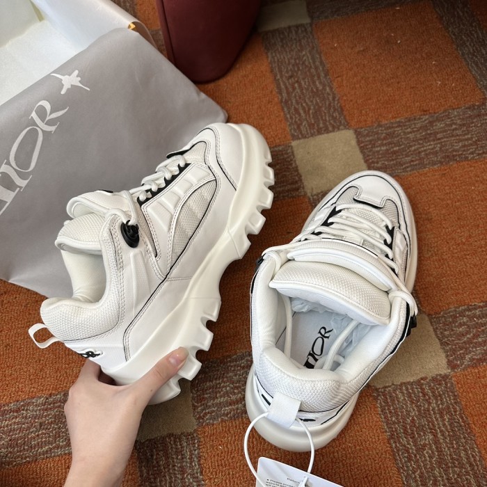 NIGO Dior AND LEWIS HAMILTON Men's Solid Color Mesh Fabric Fabric Patchwork Cowhide Low Top Lace Up Thick Sole Shoes #nigo73988