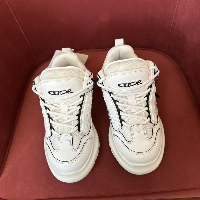 NIGO Dior AND LEWIS HAMILTON Men's Solid Color Mesh Fabric Fabric Patchwork Cowhide Low Top Lace Up Thick Sole Shoes #nigo73988