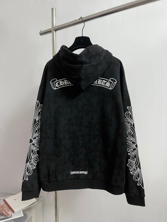 NIGO Chrome Hearts Men's Spring and Fall Black Logo Printed Zipper Long Sleeve Hooded Jacket #nigo73992